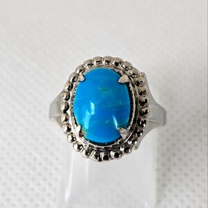 Vintage Navajo Turquoise Ring Sterling Silver Size 7